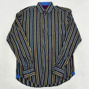 Luchiano Visconti Black Mens L Button Up Shirt Multicolor Long Sleeve Outdoor